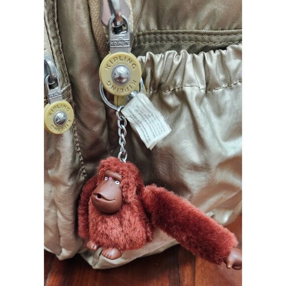 Kipling Seoul Extra Large Metallic 17" Laptop Backpack XL Champagne Gold Monkey - Picture 6 of 16